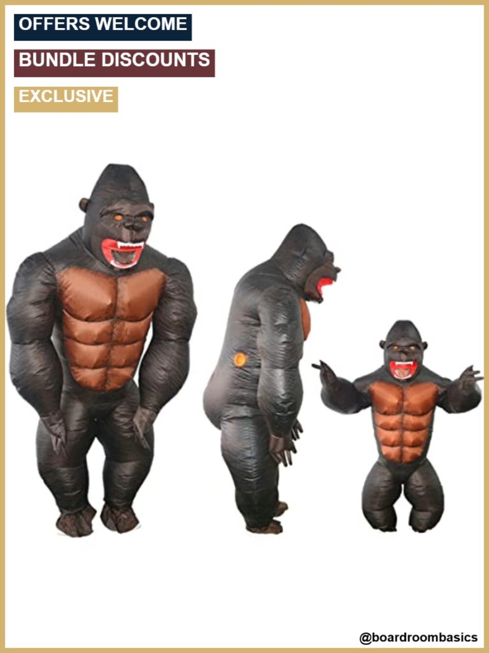 Inflatable Gorilla Costume Full Body Funny Halloween Adults Kids Waterproof
